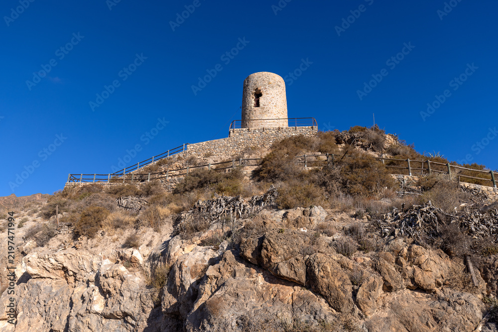 Fototapeta premium The Watchtower in Níjar, Almería, Andalusia, Spain, in daylight