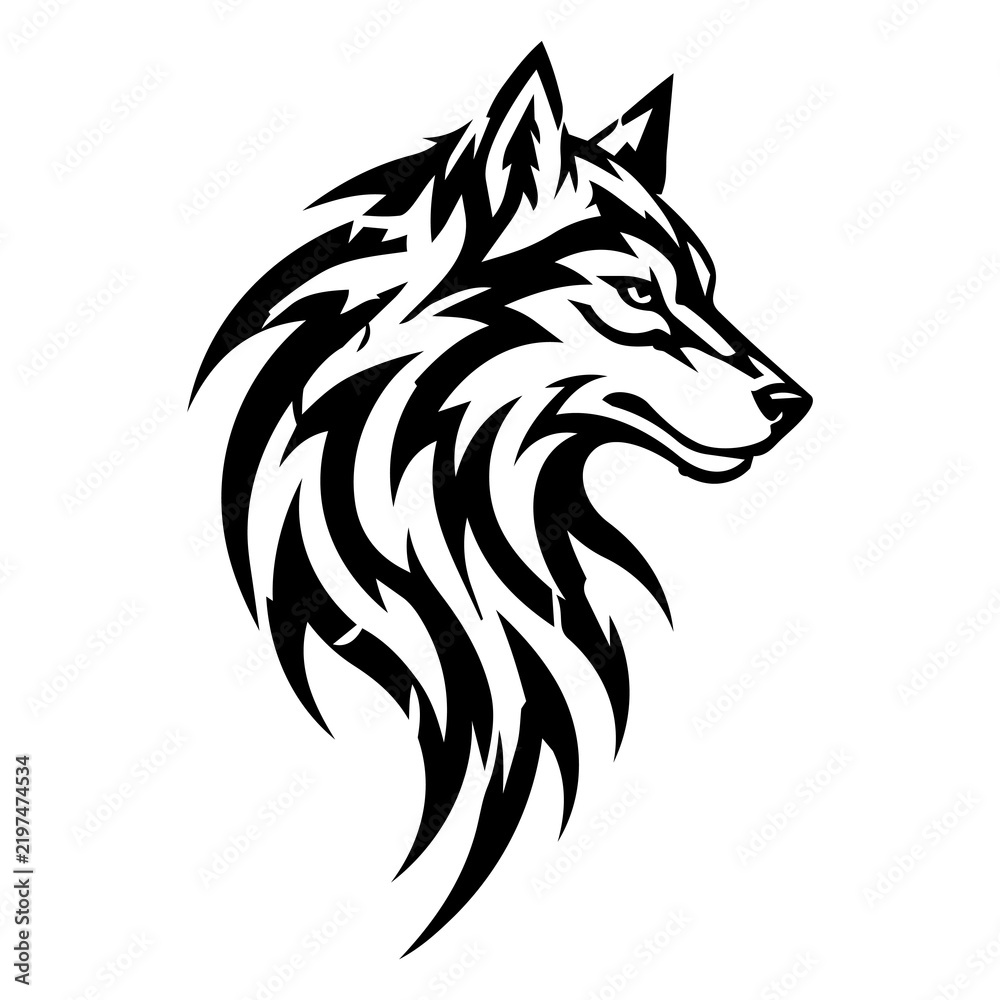 Obraz premium Tribal Wolf Head Tattoo Vector Design