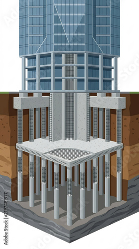 Detailed architectural cross section of a modern skyscraper