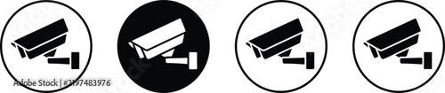 Security camera or cctv sign, logo badge icon sticker label emblem stamp symbol for video surveillance monitoring safety protection security systems and property control.