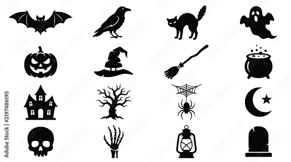 Fototapeta premium Halloween Black Cats in Playful Poses vector Collection 