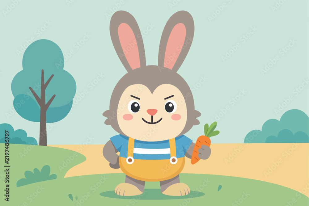 Obraz premium Adorable Rabbit Cartoon Character