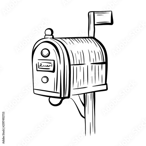 Fotografie Christmas mailbox postal rural vector illustration letter delivery mail box holiday