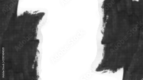 Abstract grunge texture with halftone dot pattern and torn edges frame transparent background