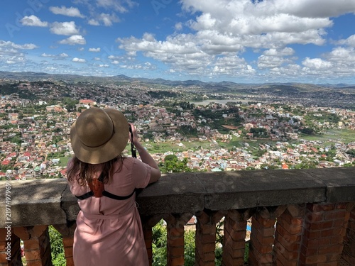 Photographer at the Rova Balcony Overlooking Antananarivo and Lake Anosy