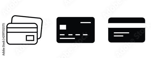 Set of credit card payment editable vector icons for financial interface design