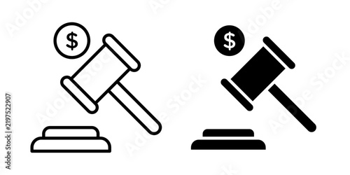 Quadro su tela Online auction icon in outline and solid style, isolated on white background