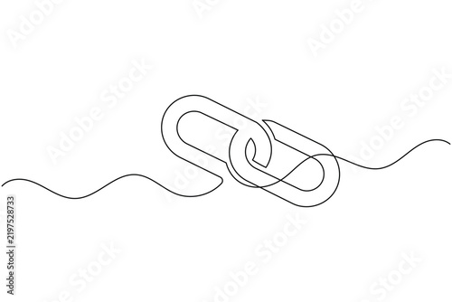 Chain link interlocked connection one line art minimalist partnership symbol outline vector icon illustration