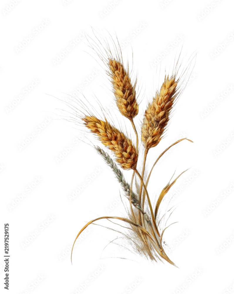 Obraz premium PNG Vintage wheat illustration on textured background