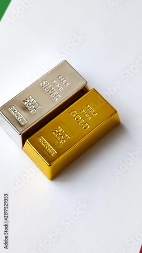 Gold and silver bullion or ingots as metals for bank storage and investments