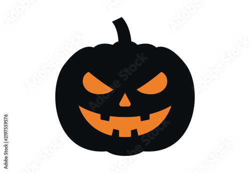 Foto Calabaza negra con cara naranja sonriente