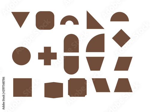 Quadro su tela Collection of brown earth-tone geometric shape symbols