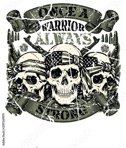 Skull graphic with patriotic bandanna and text usa veteran distressed vector illustration on a white background anatomy bone death mortality worn texture vintage retro american usa stars-and-stripes