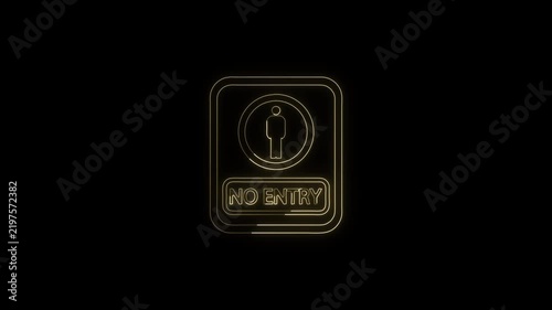Neon Light No Entry Sign Animation with Changing Colors