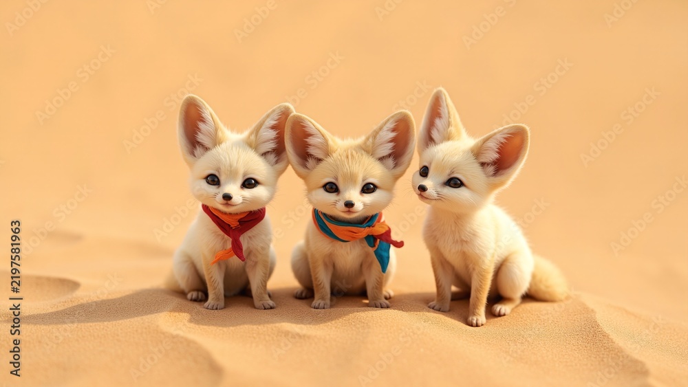 Obraz premium Adorable Trio of Fennec Foxes
