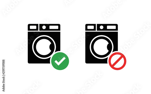 Obraz na płótnie Minimalist washing machine icons with checkmark and prohibition sign symbols