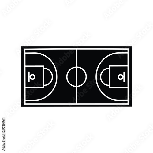 Basketball Court Top View Solid Silhouette Vector Icon