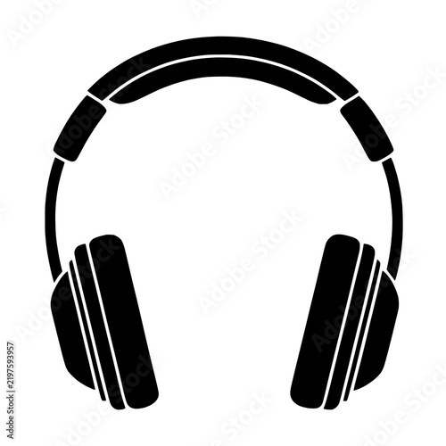 Black DJ headphones icon logo, podcast, gaming, music headset transparent background