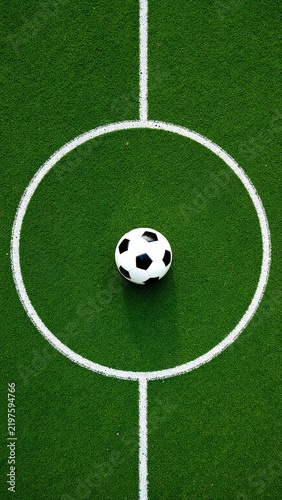 Professional Soccer Ball Center Circle Top View