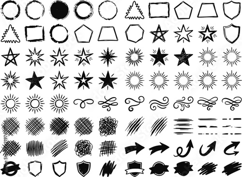 Cute Hand Drawn Botanical and Organic Doodle Elements Collection