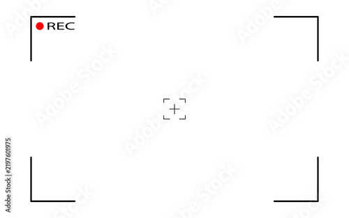Obraz na plátně Camera viewfinder frame with REC indicator isolated on white background
