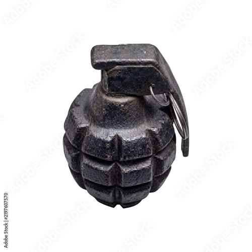 Фотография Vintage Rusty Fragmentation Hand Grenade Isometric View Isolated
