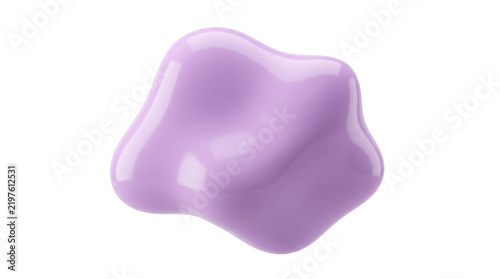 Glossy light purple liquid cosmetic paint drop isolated on a clean white background featuring a smooth shiny texture and organic fluid shape