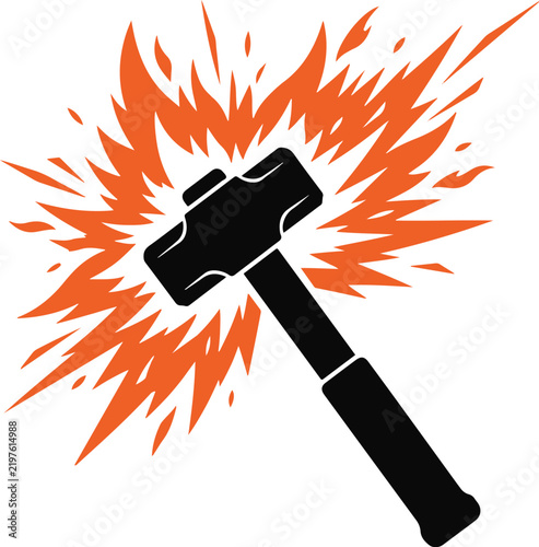 Isolated Hammer and Anvil Hand Tool Illustration for Construction Repair and Workshop Equipment on White Background