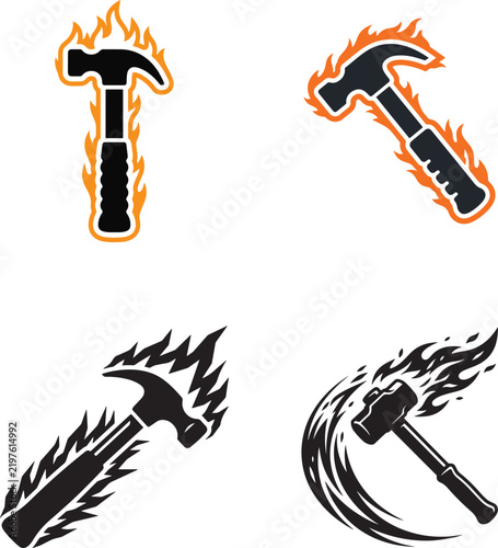 Construction Tools Set Vector Illustration with Hammer Screwdriver Wrench Faucet Pipe Water Drop Metal Equipment Icons Isolated on White Background