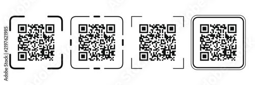 Qr code scan box icon decorative vector.