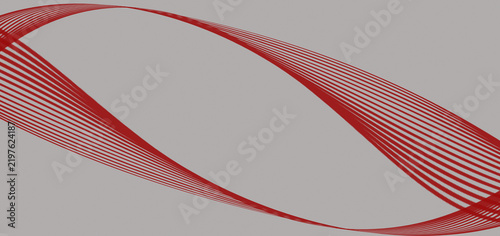Abstract Red Curved Lines and Dynamic Wave Pattern on Gray Background