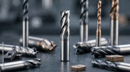 Obraz na płótnie CNC machine milling cutter tools featuring interchangeable carbide inserts.
