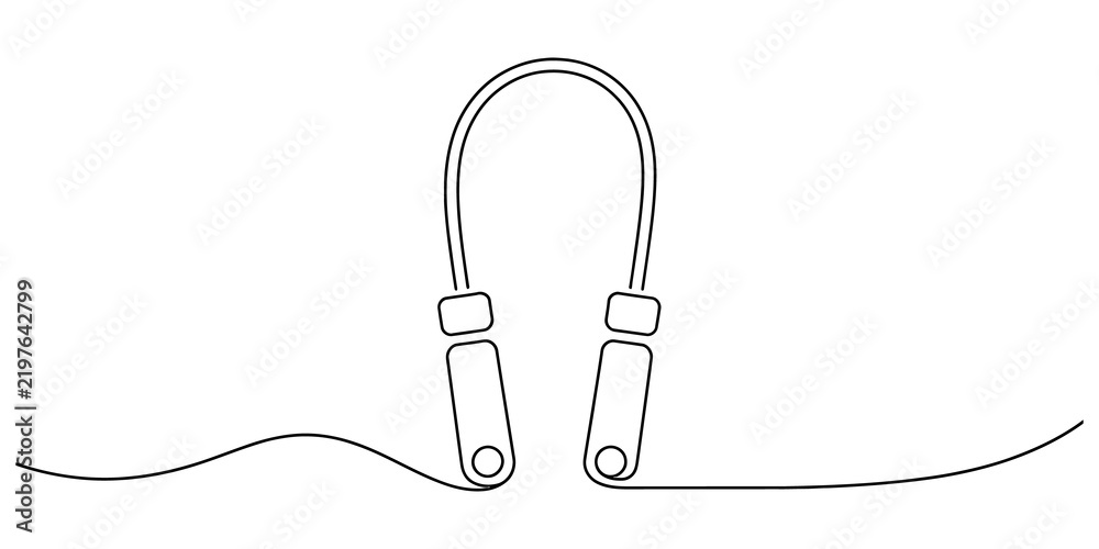 Obraz premium Simple line art drawing of a jump rope used for fitness training and cardio exercise isolated on transparent background