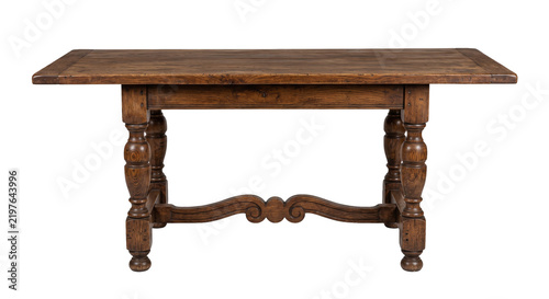 Antique wooden table Isolated front view isolate don transparent background