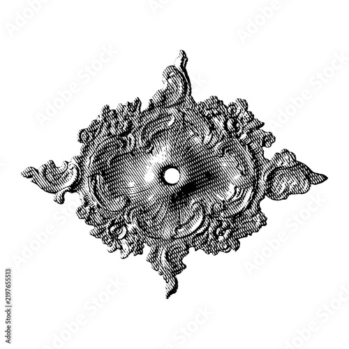 Foto Baroque Diamond Medallion in Black Engraving