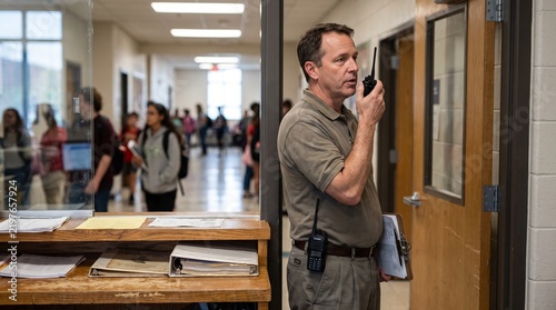 Walkie-talkie coordination for last-minute classroom coverage by male