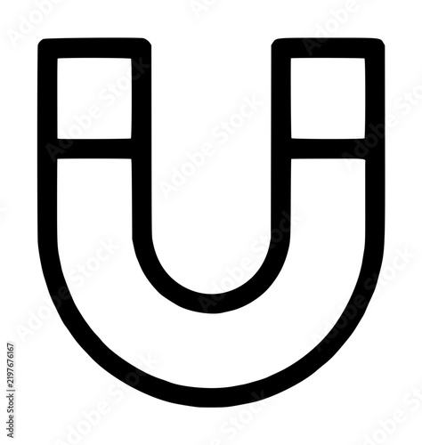 Fotografie Hand-traced vector illustration of a classic U-shaped bar magnet icon with bold