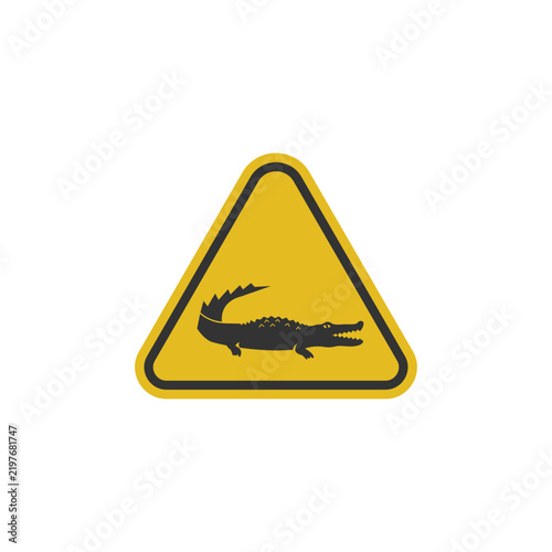 Vector triangle sign warning of crocodile danger