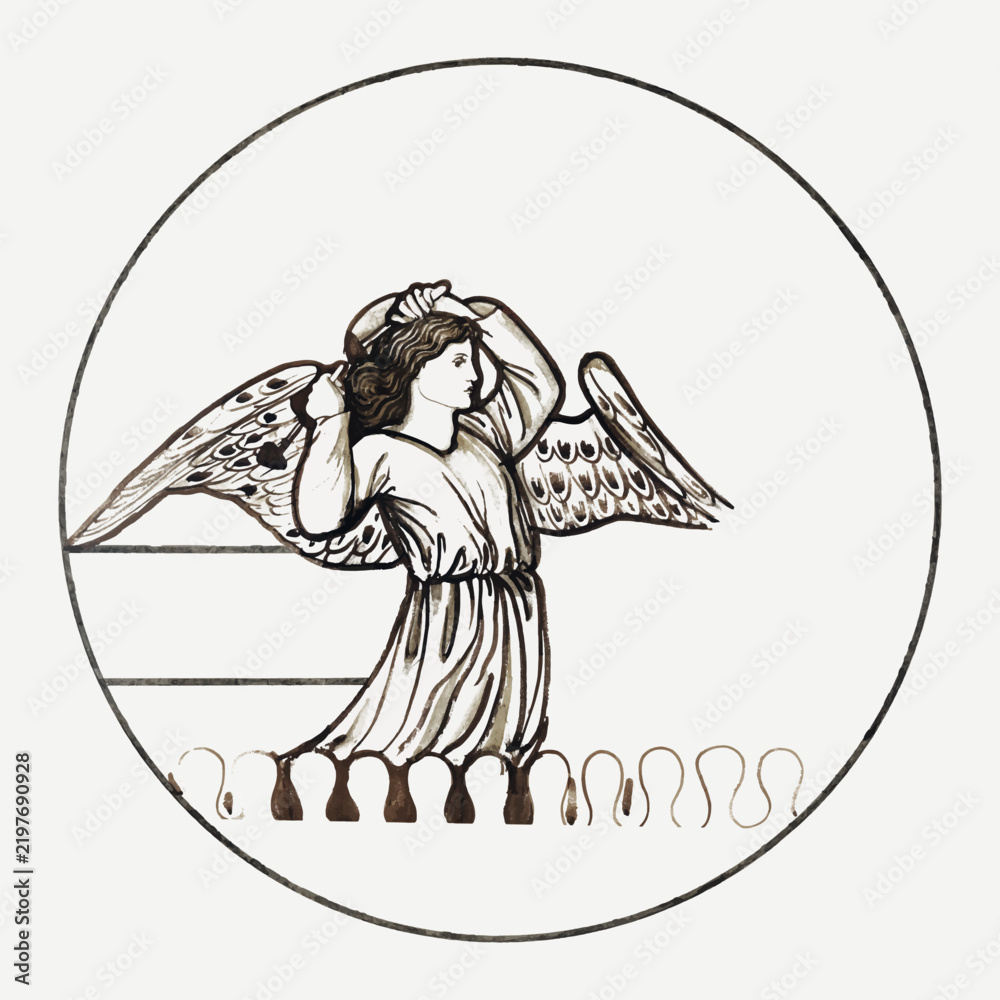 Obraz premium Angel vector illustration, remixed from artworks by Sir Edward Coley Burne-Jones