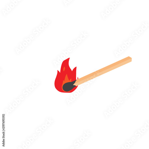 vector illustration of a burning matchstick
