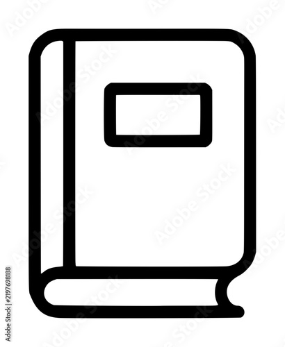 Foto Simple black and white vector icon of an almanac book with a blank label on the