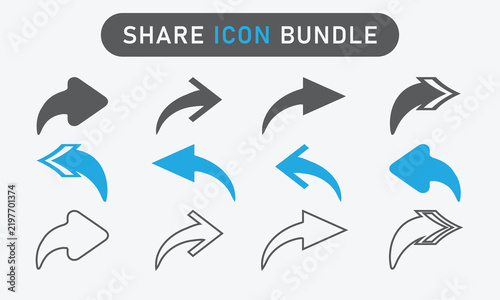Modern Sharing Icons Bundle with Arrow, Upload, Forward and Social Network Symbols