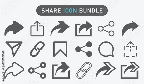 Social Share Icon Bundle Vector Set for Sharing, Upload, Link and Communication.