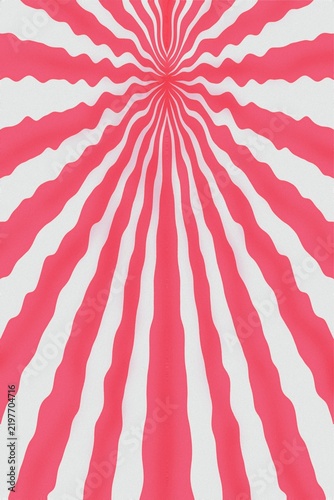 Abstract festive pink gradient on radial sunburst, line wave graphic design in grain surface texture background. Vertical digital art. 
