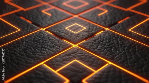 Dark textured grid with glowing orange lines