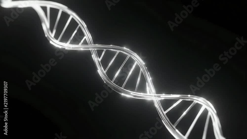 Glowing dna double helix animation in science and technology