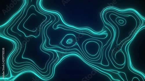 Animated cyan topographic lines background loop