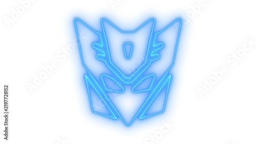 Obraz na plátne Glowing neon decepticon robot icon isolated on transparent background