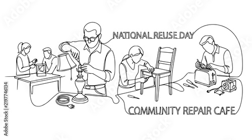 Community Repair Cafe: National Reuse Day Illustration