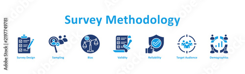 Fotografie Survey Methodology Web Icon Banner and Collection with glyph color style